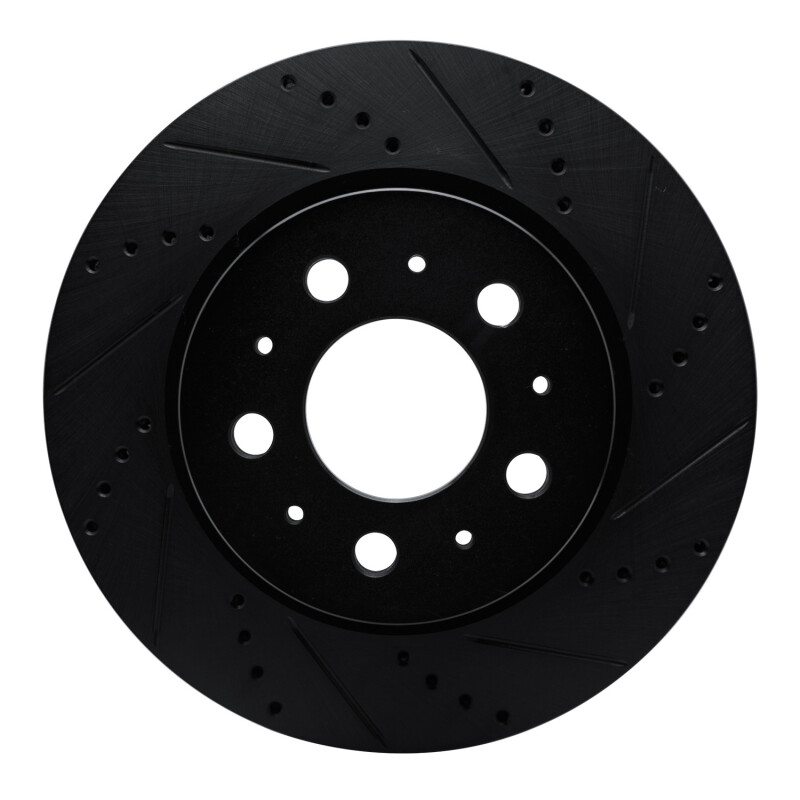 Tesla Model 3 Brake Rotor (1) - Front Right - R1 Concepts - Drilled & Slotted - Black - `17-`25